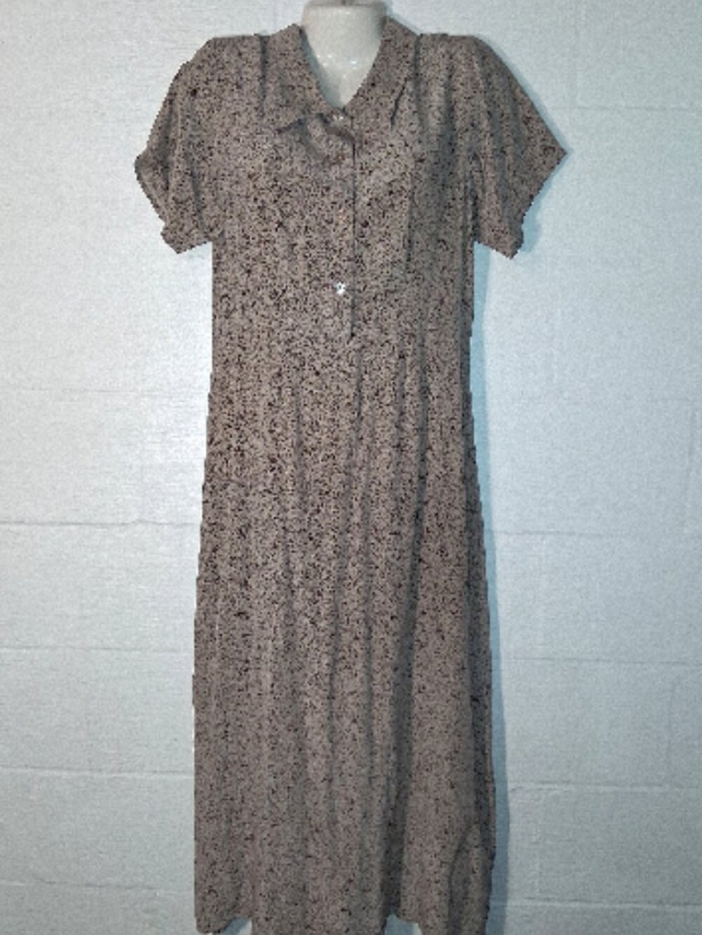 Aly Wear Women's Vintage 90s 100% Silk Floral Button Up Dress Beige Purple Blue